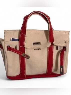 Viral Boatkin Canvas Tote Bag Small Red Cream Mini Style Coastal Chic